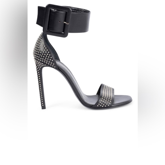 Saint Laurent Shoes - Saint Laurent Black Leather Jane 106 Studded Sandals